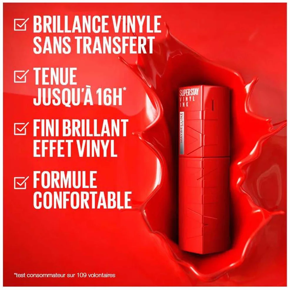 Maybelline New York SuperStay Vinyl Ink Rouge à Lèvres Liquide Effet Vinyl Brillant Longue Tenue Teinte Cheeky 35
