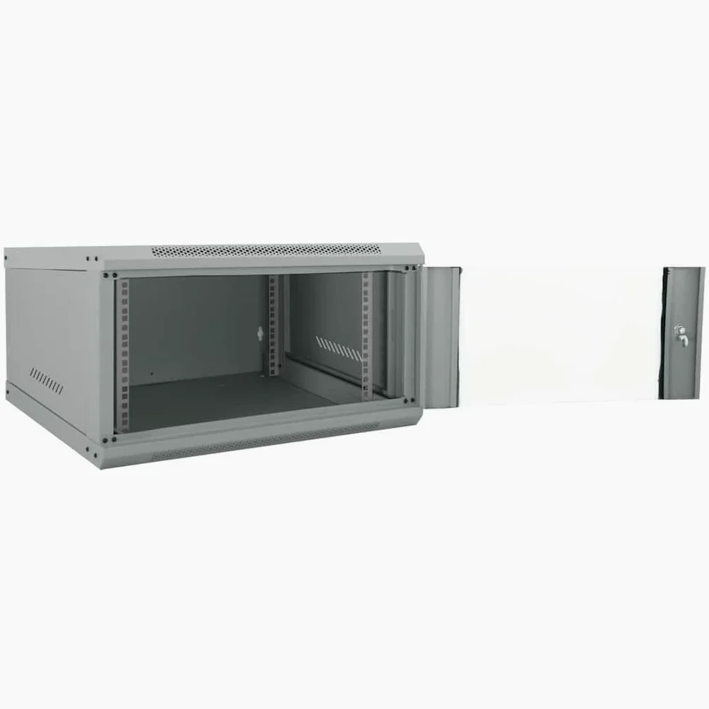 Armoire Réseau, Armoire Serveur Baie de Serveur Coffret Boit de Réseaux Mural avec Stockage Gris 60 x 60 x 35 cm Acier