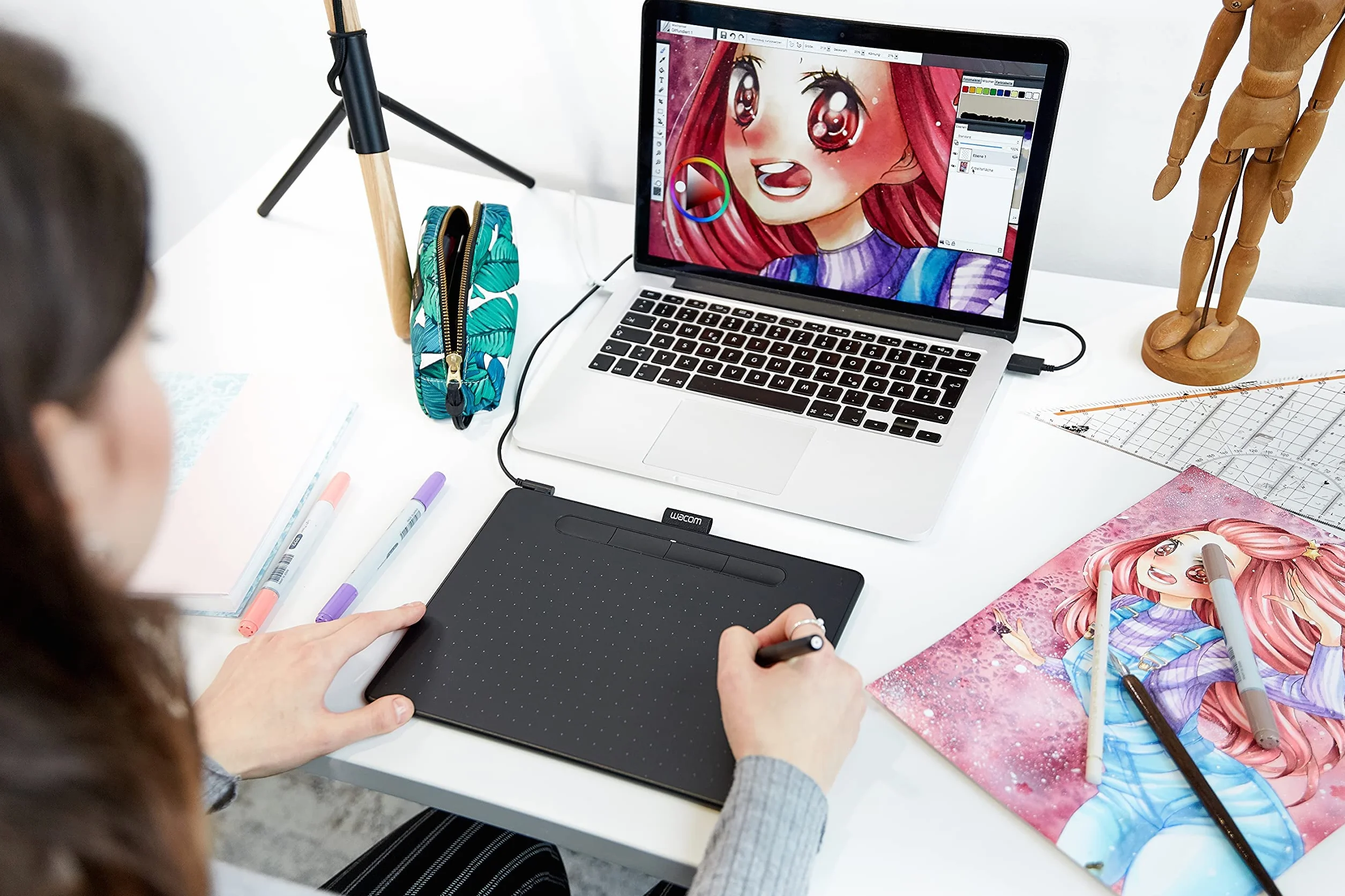 Wacom Intuos Medium Tablette Graphique Stylo Pression Noir Dessin Peinture Retouche Photo