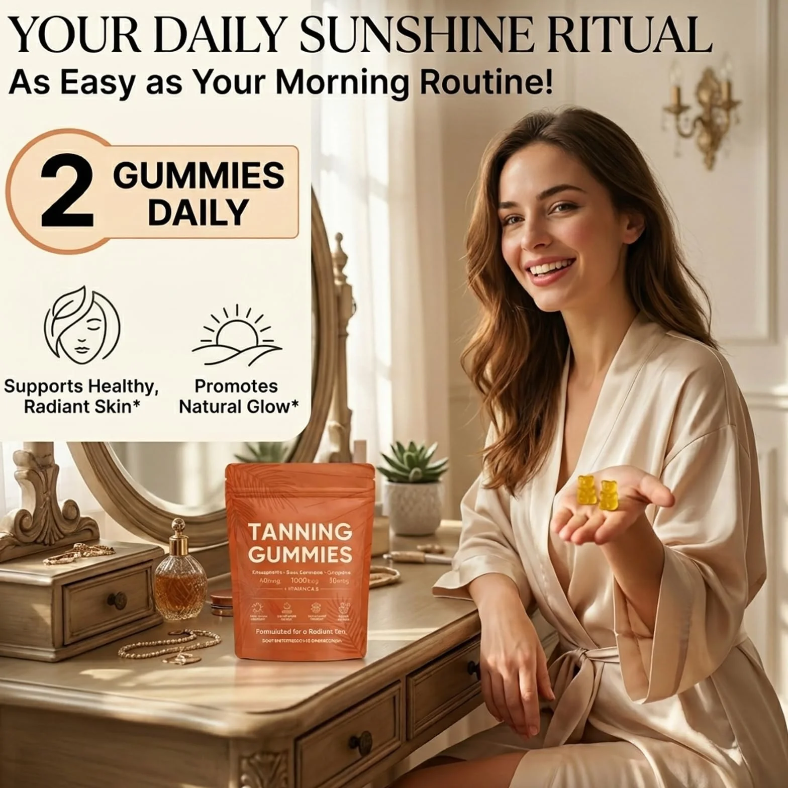 Gummies Autobronzant Gommes Bronzage Peau Lycopène Éclat Hydratation Bronzage Rapide Sans Soleil