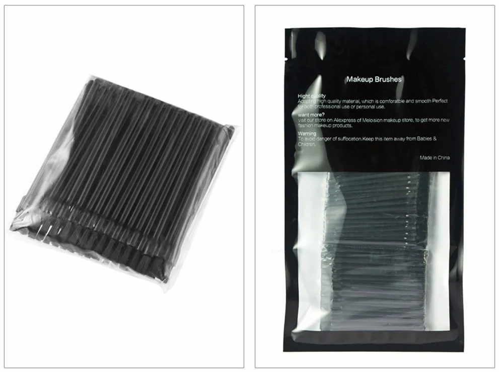 100 Pièces Pinceaux à Lèvres Jetables Kits d'Outils Maquillage Noir