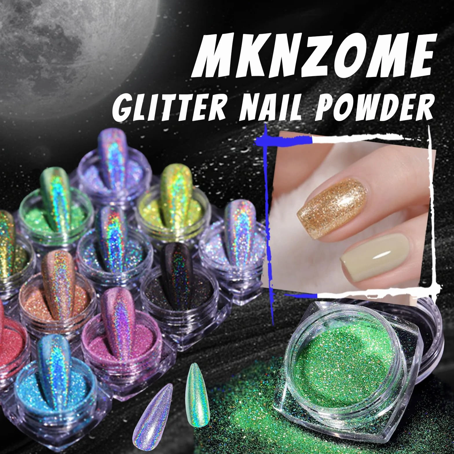 Boîte Poudre Chrome Ongle Effet Miroir, Nail Art Paillette Manucure Décoration Ongle