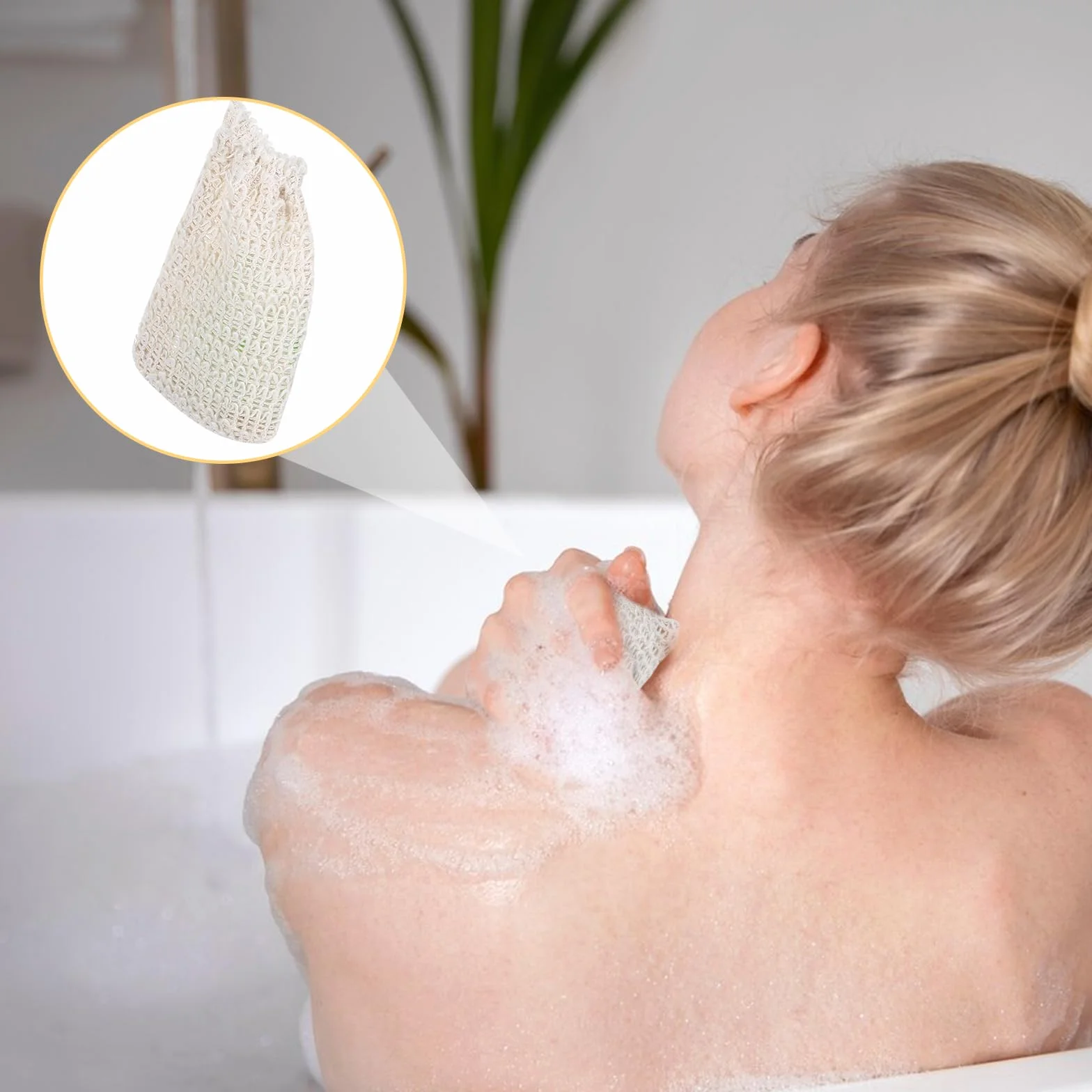 Lot de 10 sachets à savon en sisal 100% coton - Sacs à savon solide naturel