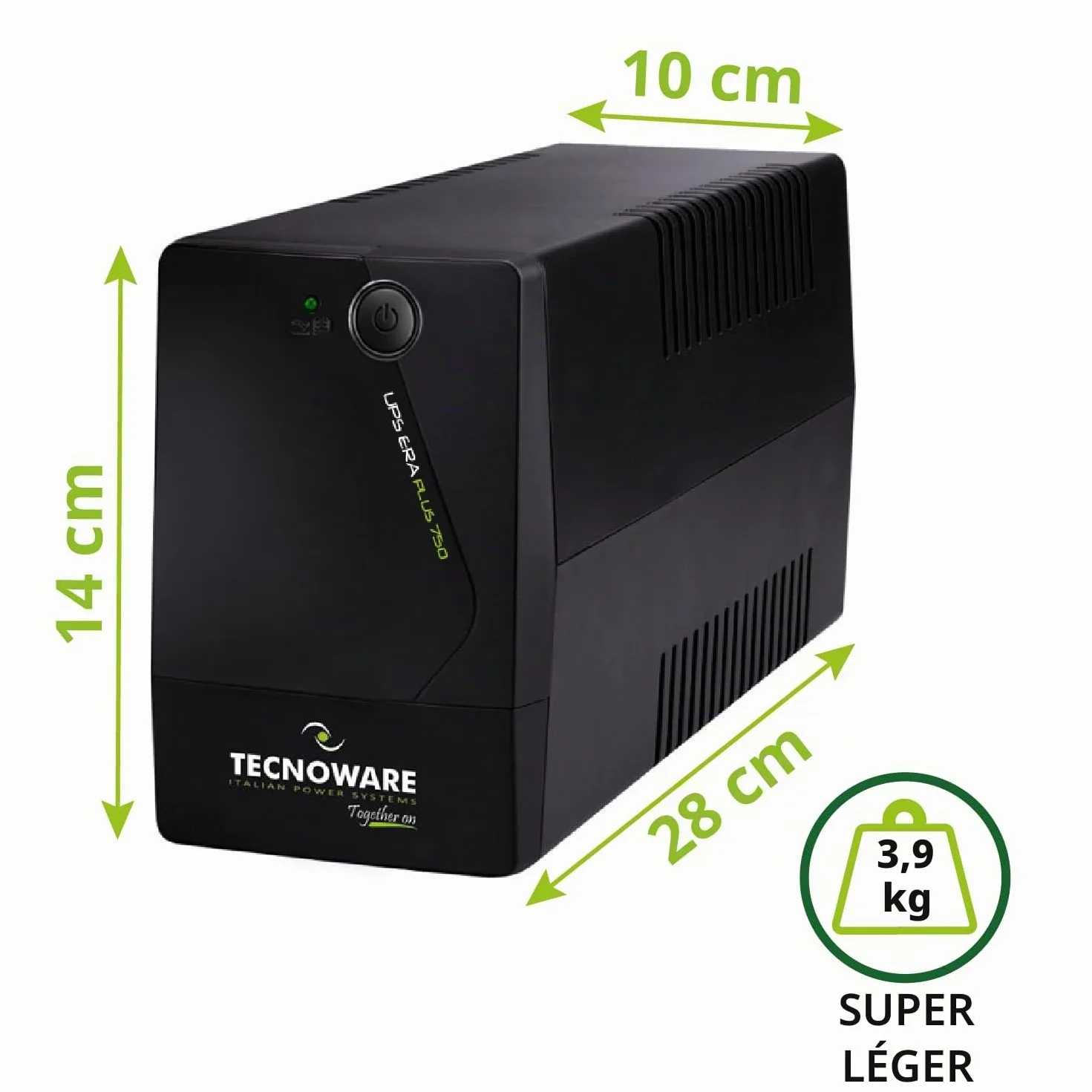 Tecnoware ERA PLUS UPS 750VA Onduleur 2 Prises Schuko Protection Surtension PC Modem