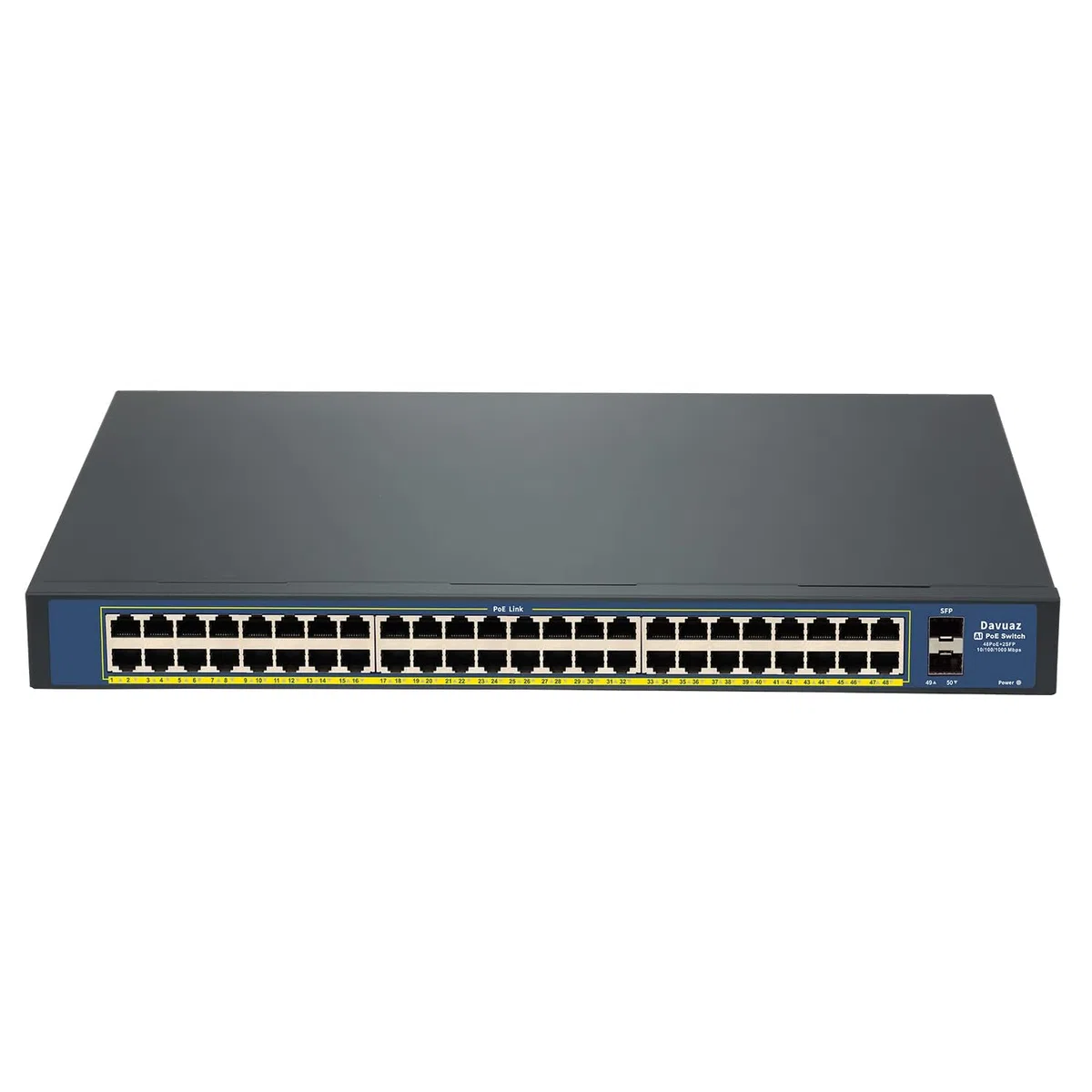 Commutateur Gigabit PoE avec 48 Ports PoE+ et 2 Ports Gigabit SFP, Conforme à la Norme IEEE 802.3af/at, jusqu'à 800 W, boîtier métallique, commutateur Power-Over-Ethernet Non géré, commutateur réseau