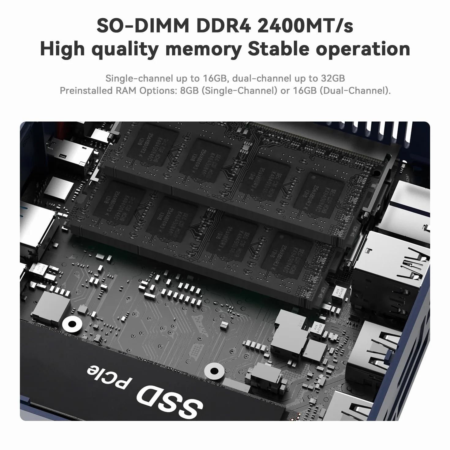 Beelink Mini PC SER3 Mini Ordinateur avec AMD Ryzen 3 3200U (2C/4T, jusqu'à 3,5 GHz), 8 Go So-DIMM DDR4 + 480 Go M.2 PCIe3.0x4 SSD, 4K HD/BT 5.0/Wi-FI 5/1000Mbps LAN/Dual HDMI/Dual écrans