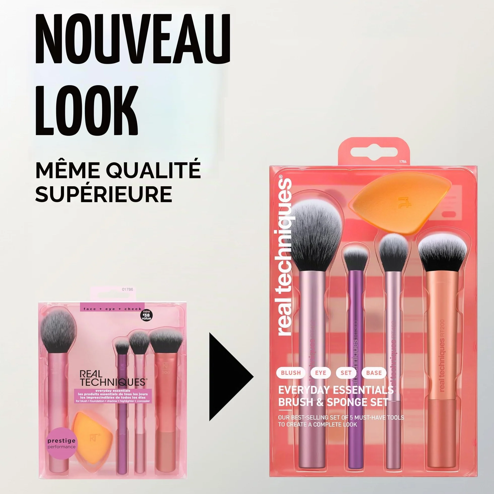 Real Techniques Kit Everyday Essentials 6 pièces pinceaux maquillage éponges teint