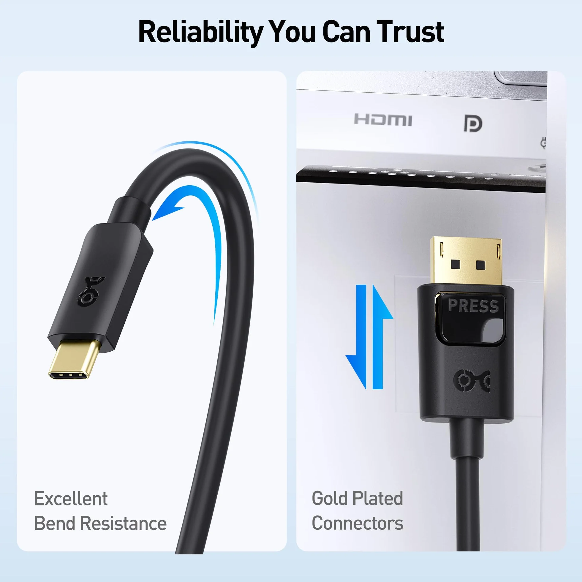 Cable Matters Câble USB C DisplayPort 1.4 1.8m 8K@60Hz 4K@240Hz Thunderbolt 4 vers DisplayPort Noir