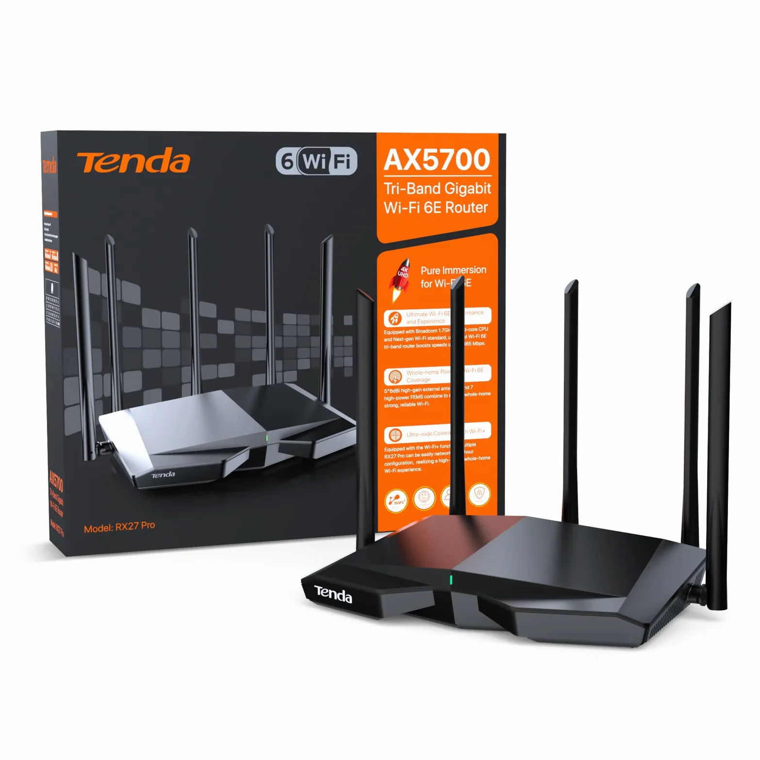 Tenda AXE5700 Routeur WiFi 6E Tri-Band (RX27 Pro)