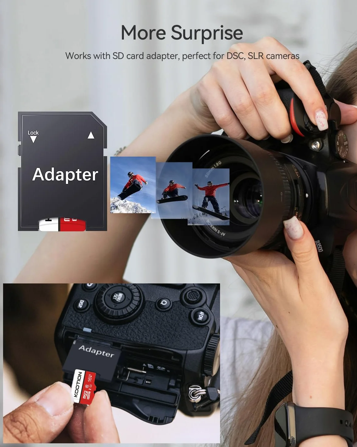 KOOTION Carte Micro SD 16 Go Lot de 5 UHS-I Classe 10 U1 avec Adaptateur