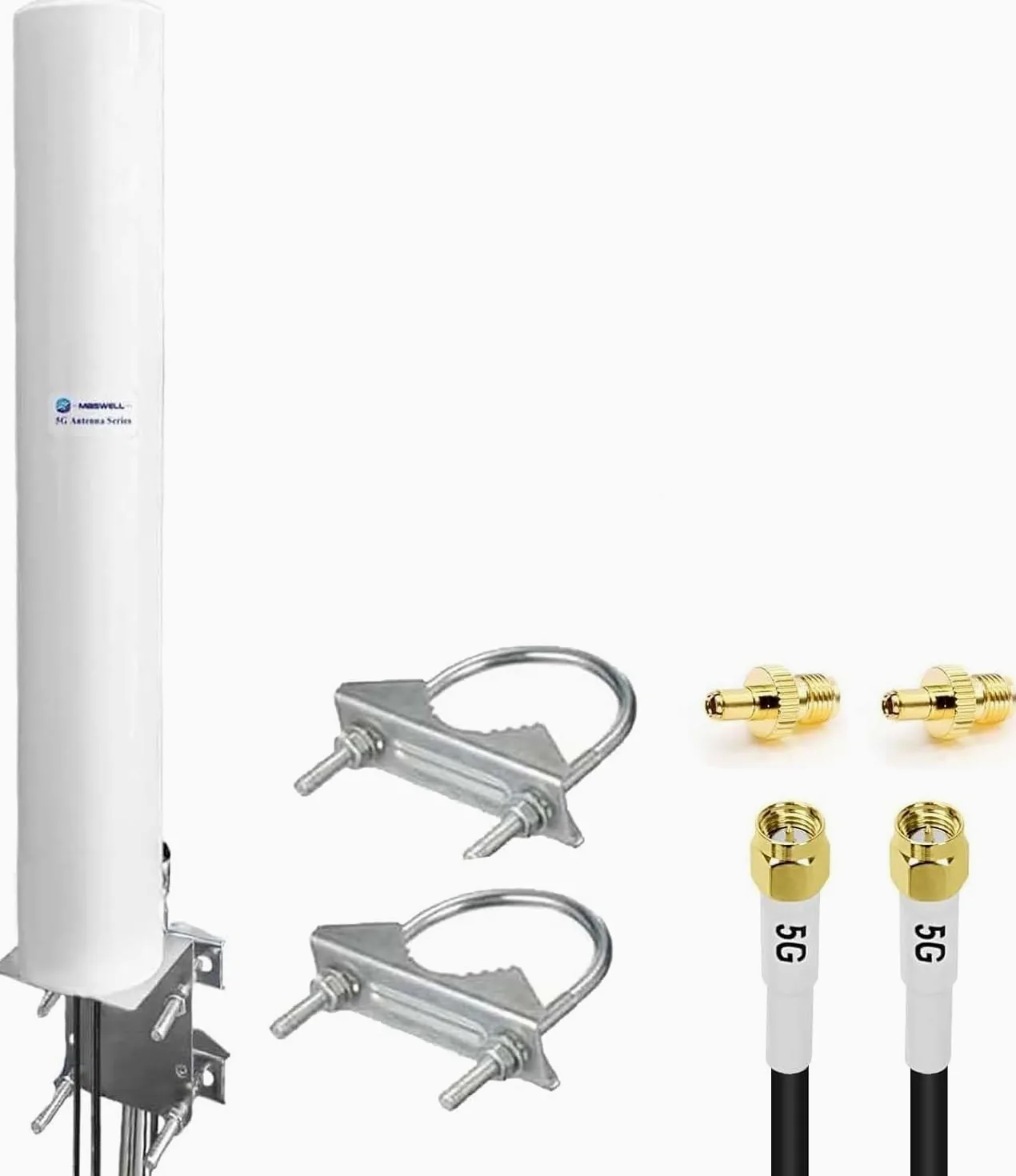 Maswell Antenne Externe 4G 5G, 2X2 MIMO 700-6000MHz, jusqu'à 4,5 dBi LTE 5G NR 5GA, Antenne Externe avec Connecteur SMA et Adaptateurs TS9 RP-SMA
