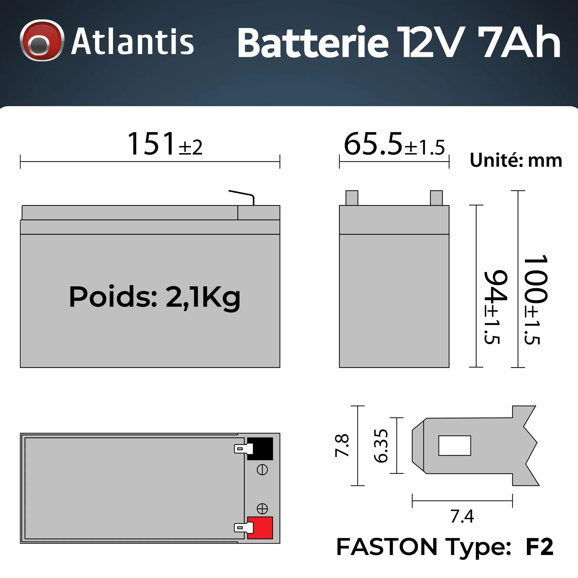 BATTERY FOR UPS ATLANTIS