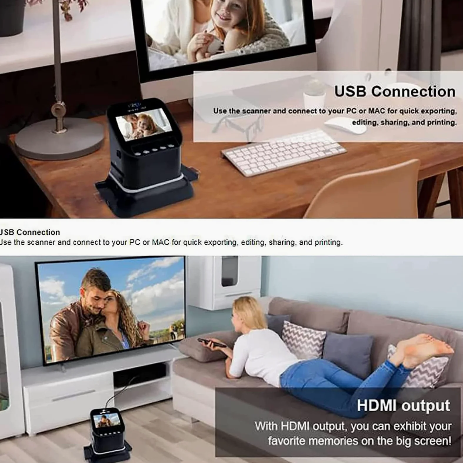 Scanner de diapositives de film, convertisseur numérique haute résolution pour négatifs et diapositives vers JPEG, prend en charge la prévisualisation et l'édition