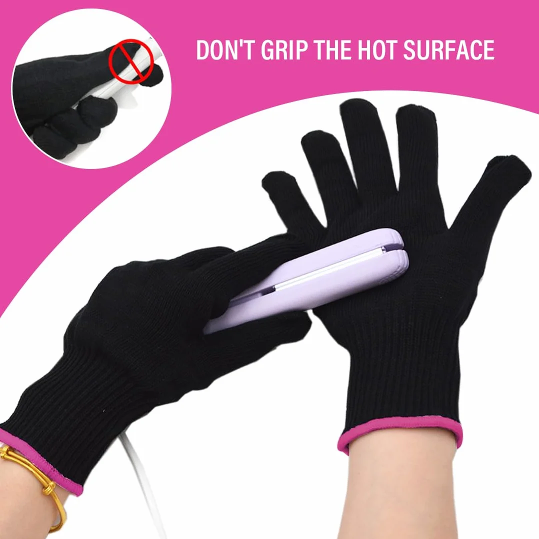 Gants de coiffure thermiques Lot de 2 résistants à la chaleur avec pinces à poudre
