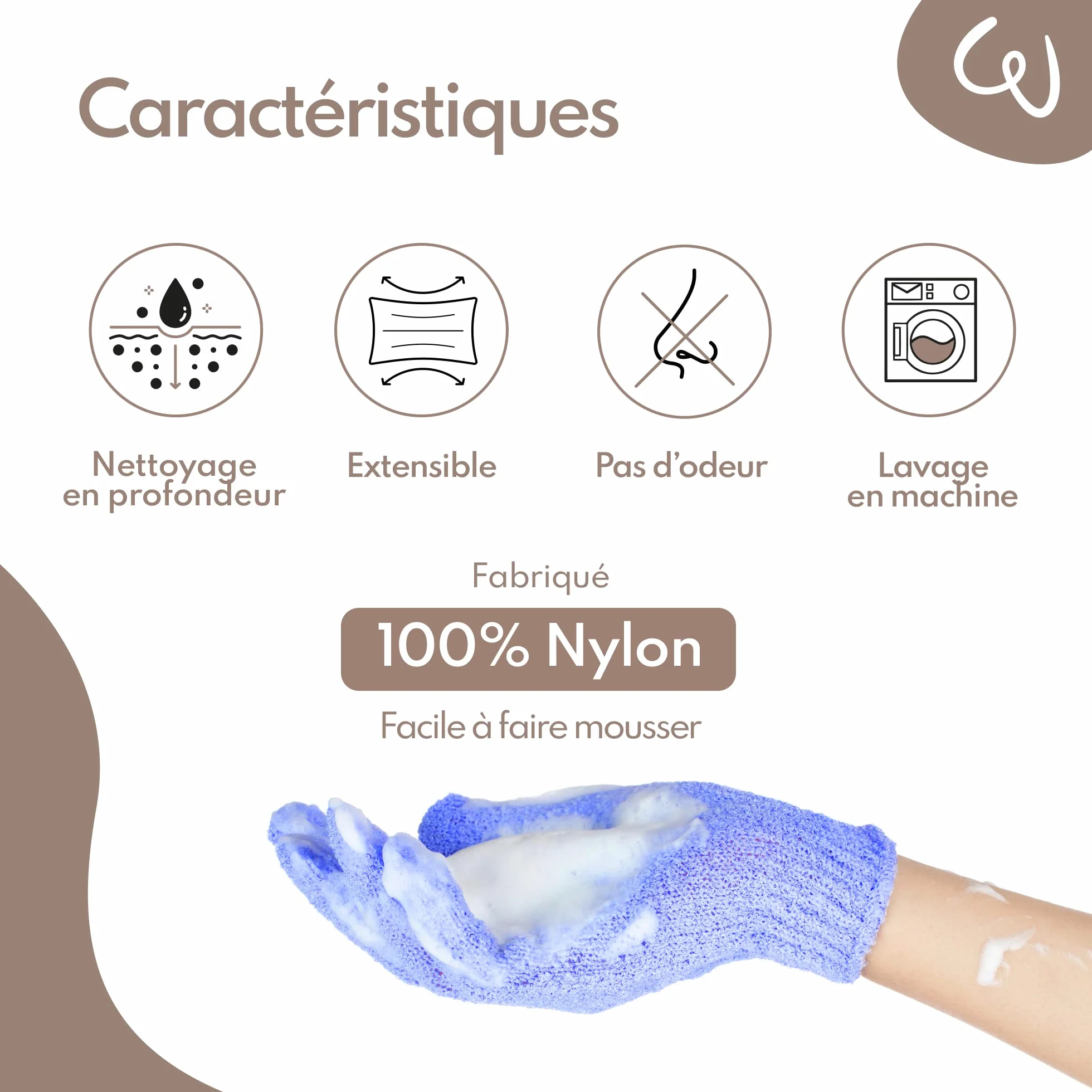 Gants Exfoliants Corps WE COSMETIC Gommage Gant Crin Toilette Adulte Medium Exfoliation