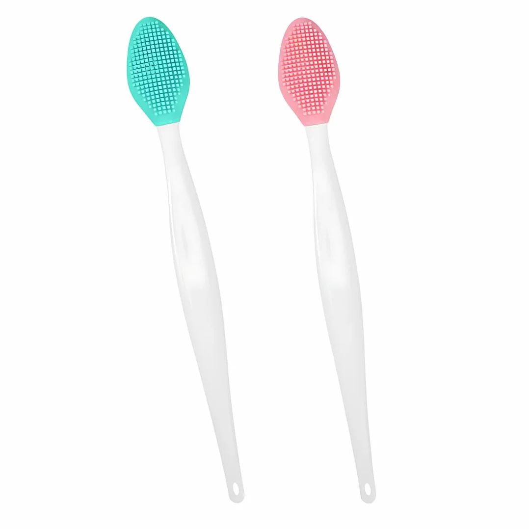 Brosses à gommage des lèvres en silicone double face nettoyage visage points noirs rose vert