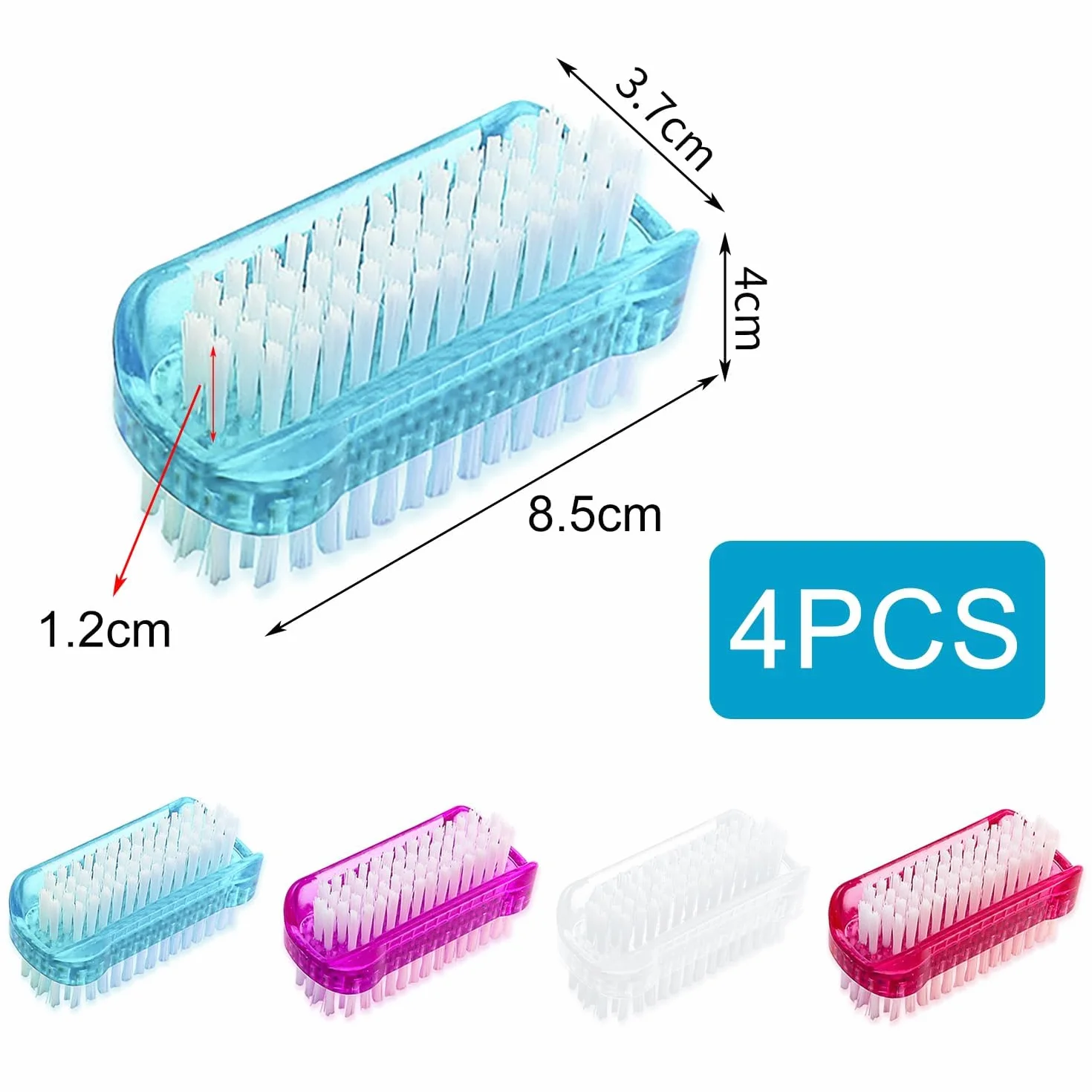 Brosse à Ongles Double Face 4 Pièces, Brosse de Nettoyage pour Cuticules, Ongles, Mains et Orteils
