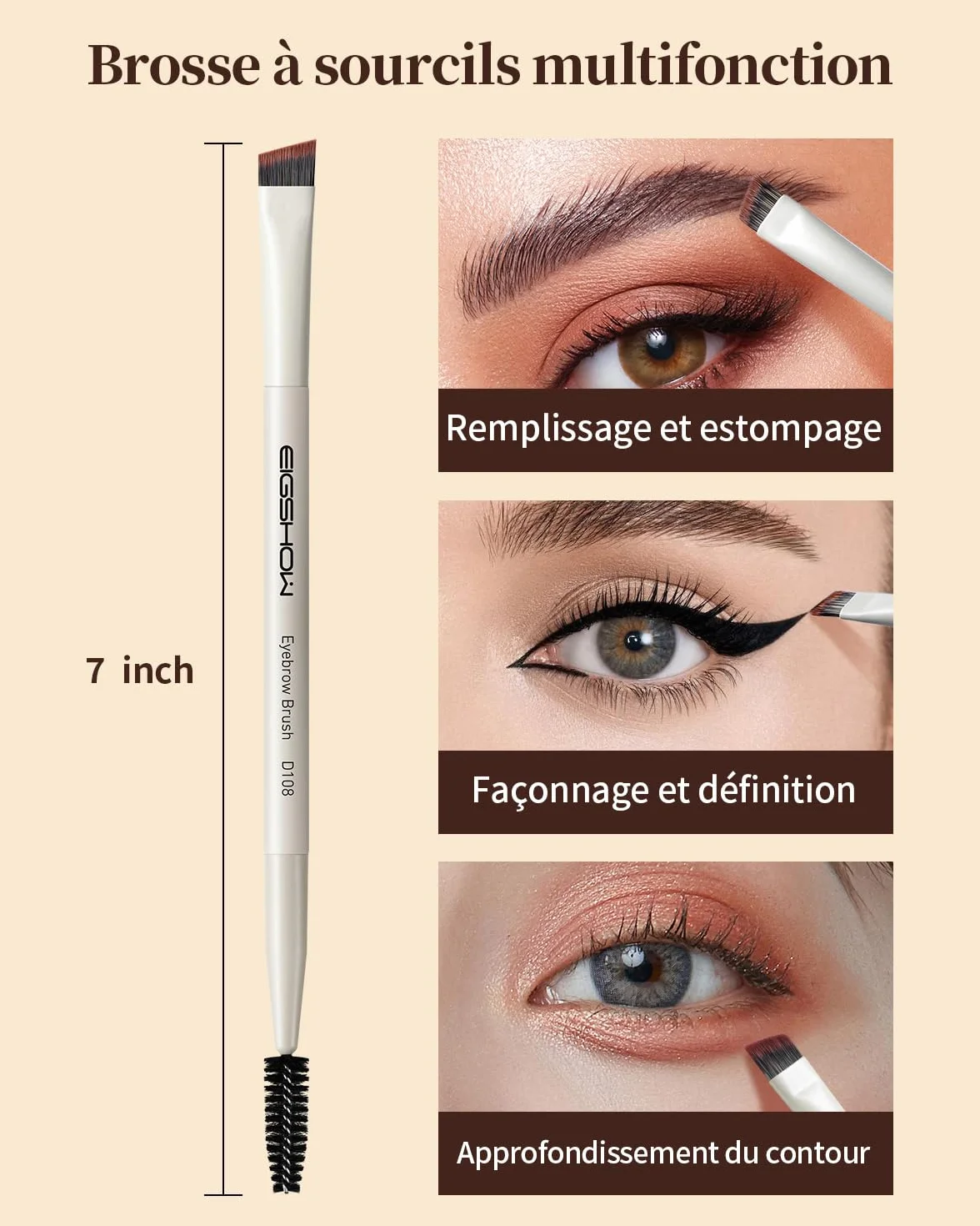 EIGSHOW Brosse À Sourcils Biseauté Double Extrémité Pour Définition Des Sourcils Et Eye-Liner