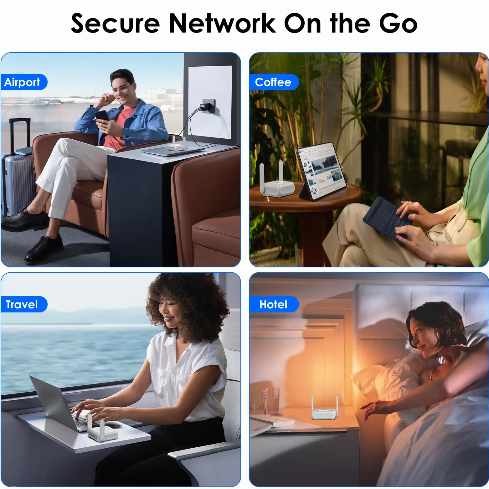 WAVLINK AX3000 Wi-Fi 6 Routeur portable, alimentation USB-C, Gigabit LAN/WAN, OpenVPN, WireGuard, ZeroTier, PPTP et P2TP pour utilisation publique et hôtelière