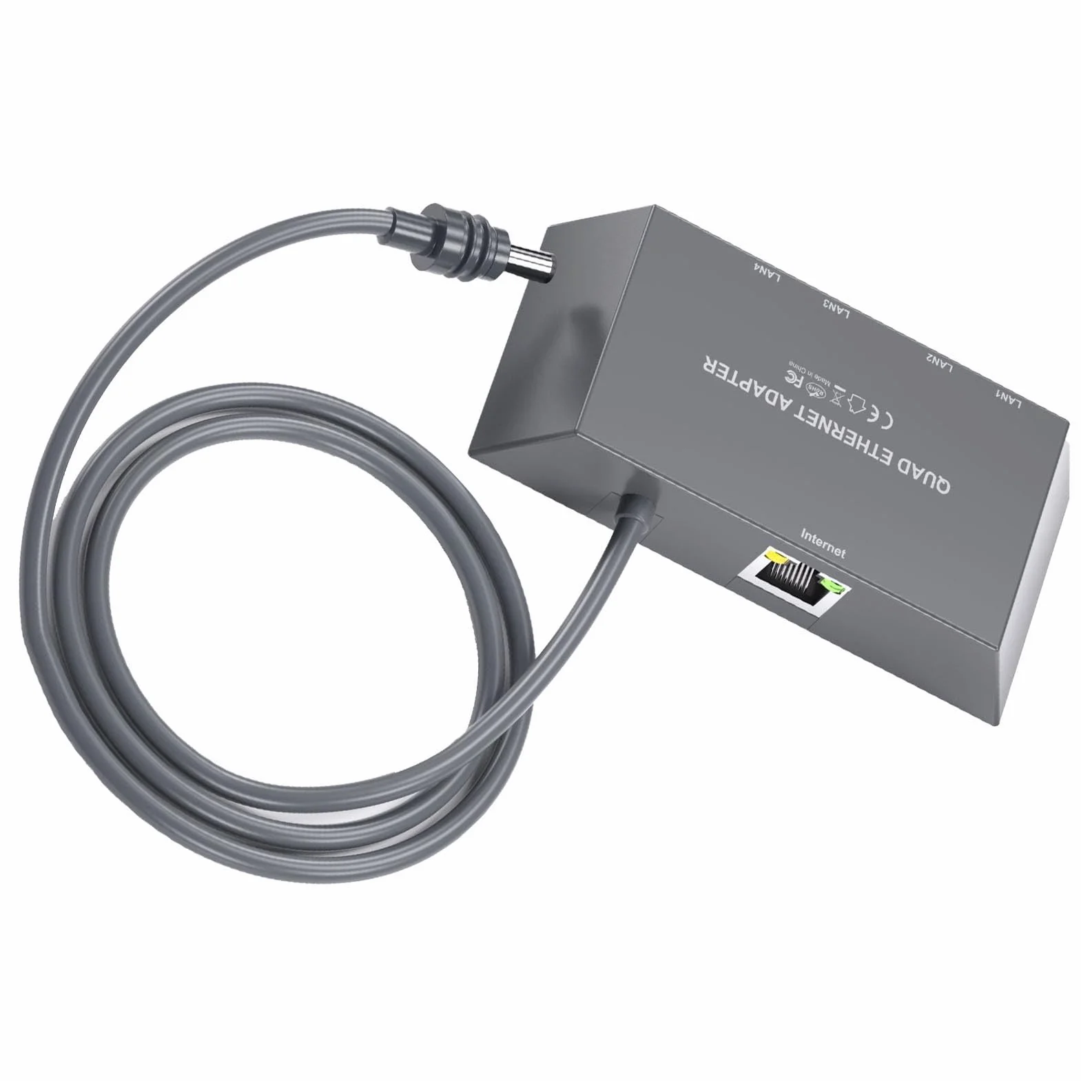 Sorandy Ethernet Splitter 1 à 4, Multi Ports Gen 3 / Mini Ethernet Adaptateur, 4 Appareils en Réseau Simultanément jusqu'à 1 Gbps pour Le Réseau Externe câblé