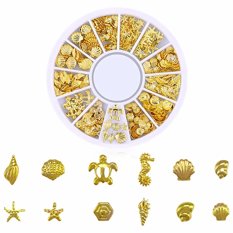 Breloques pour Ongles Dorées Mélangées - Strass Étincelants, Paillettes, Stud Rivets - Accessoires Beauté Ongles
