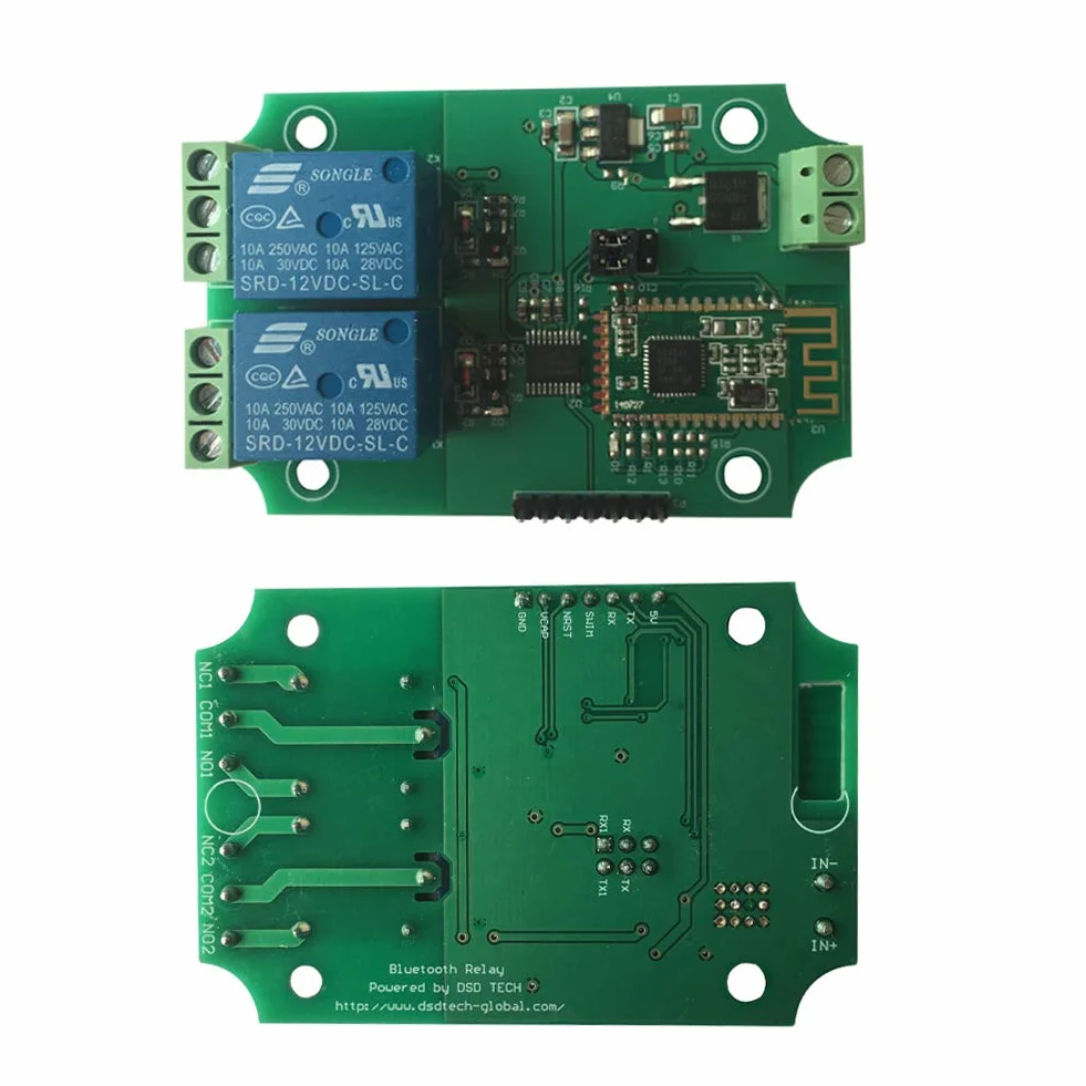 DSD TECH Module relais Bluetooth 4.0 BLE 2 canaux 12 V pour iPhone Android