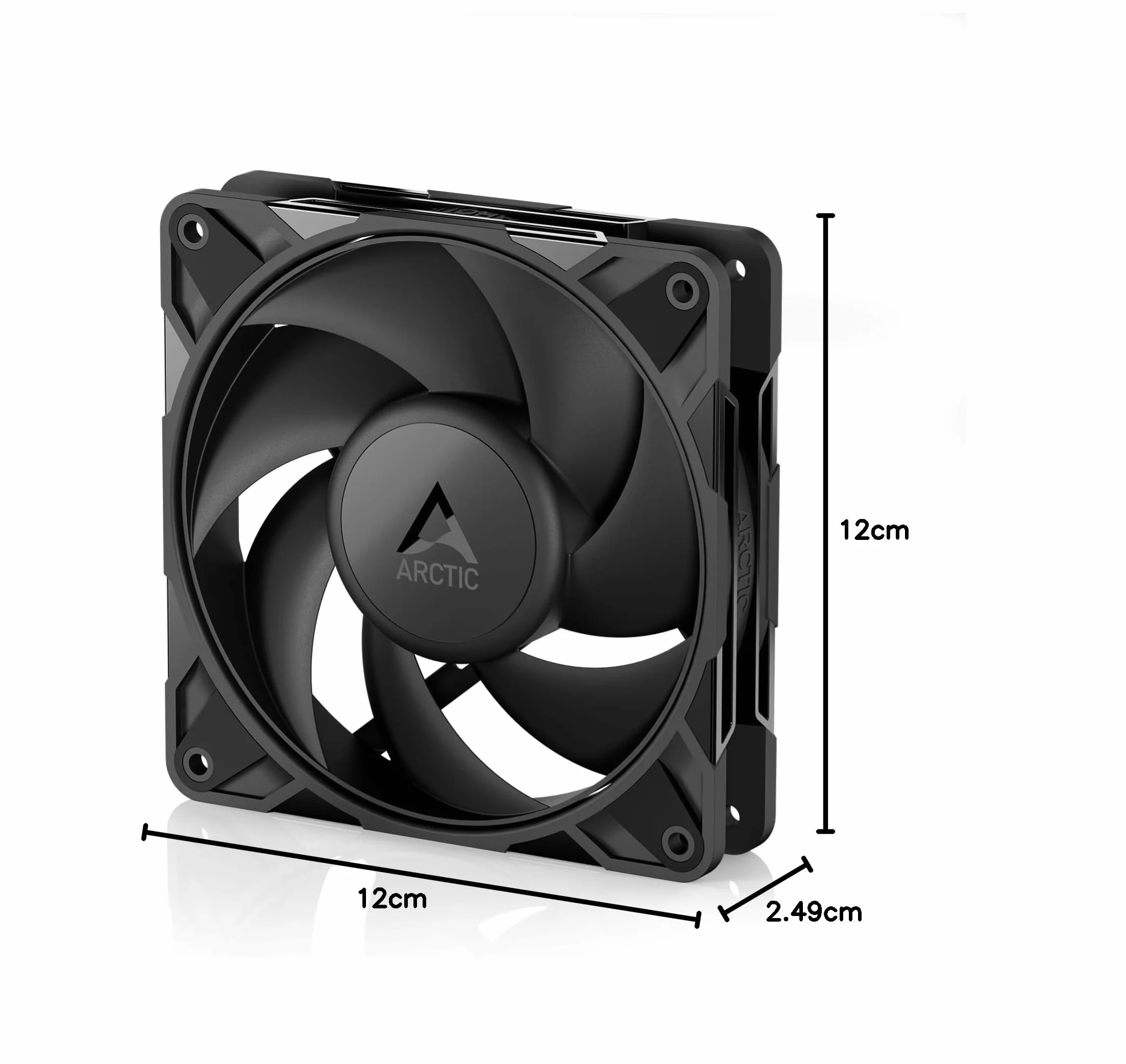 ARCTIC P12 Pro Ventilateur PWM 120 mm 600-3000 rpm 0 rpm <5% PWM Palier à Douille Hydrodynamique 4 Broches Noir