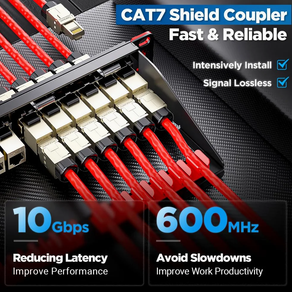 AMPCOM Lot de 24 coupleurs en ligne CAT7 RJ45 STP Keystone, module Ethernet blindé femelle vers femelle