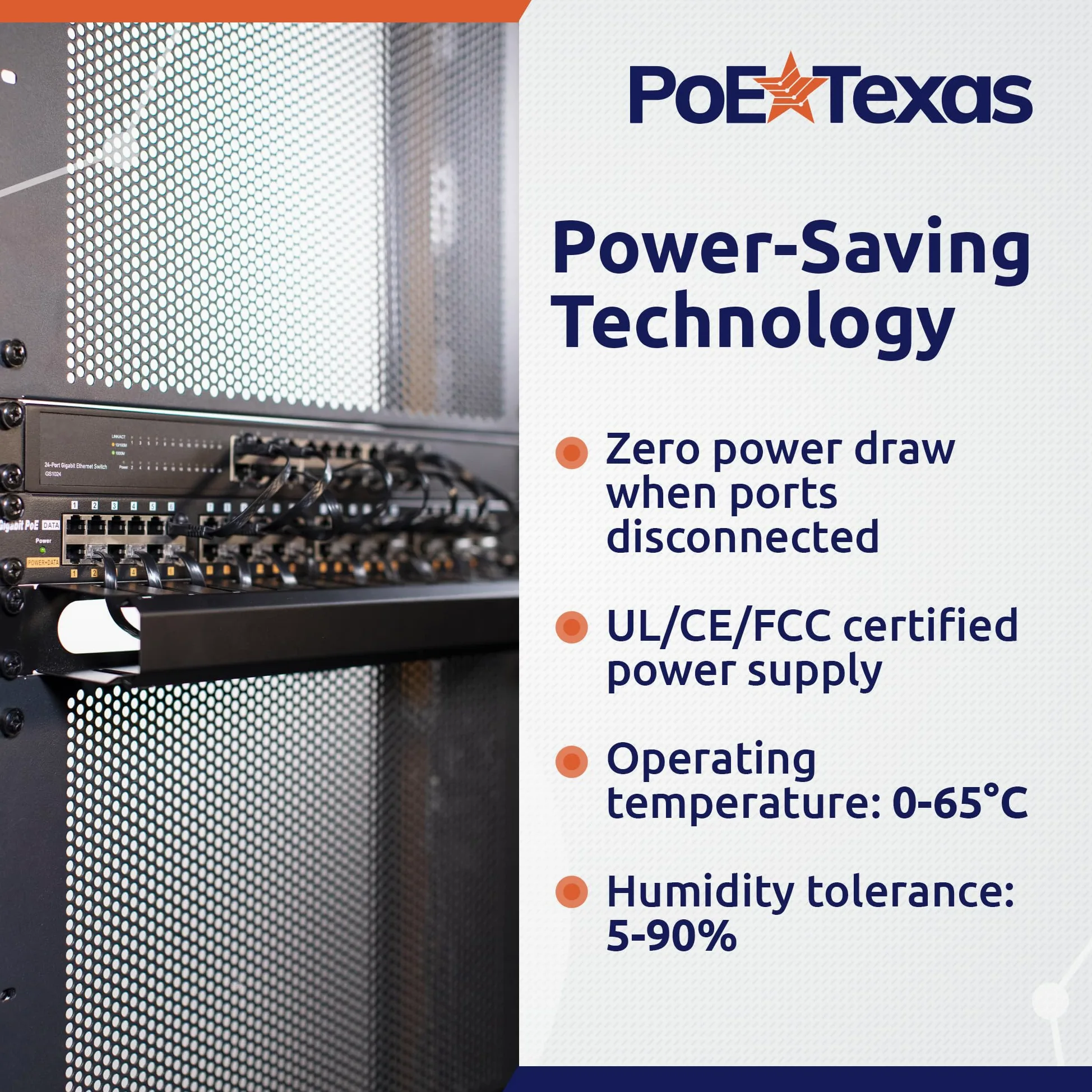 PoE Texas GPOE-12AB-48v60w | Injecteur Gigabit passif 12 ports d'alimentation par Ethernet PoE avec 48 V 60 W pour appareils 802.3af