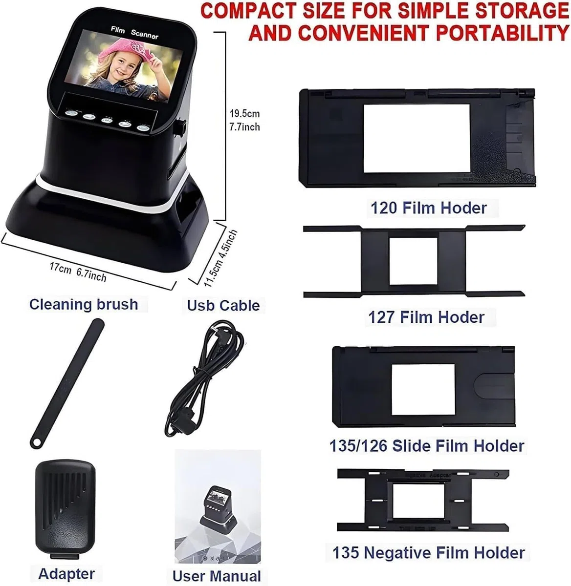 Scanner de Diapositives, USB/SD, écran LCD 4,3 Pouces, convertisseur de Film numérique 1080p, Prend en Charge Les Fonctions d'aperçu, de Lecture et d'édition d'images