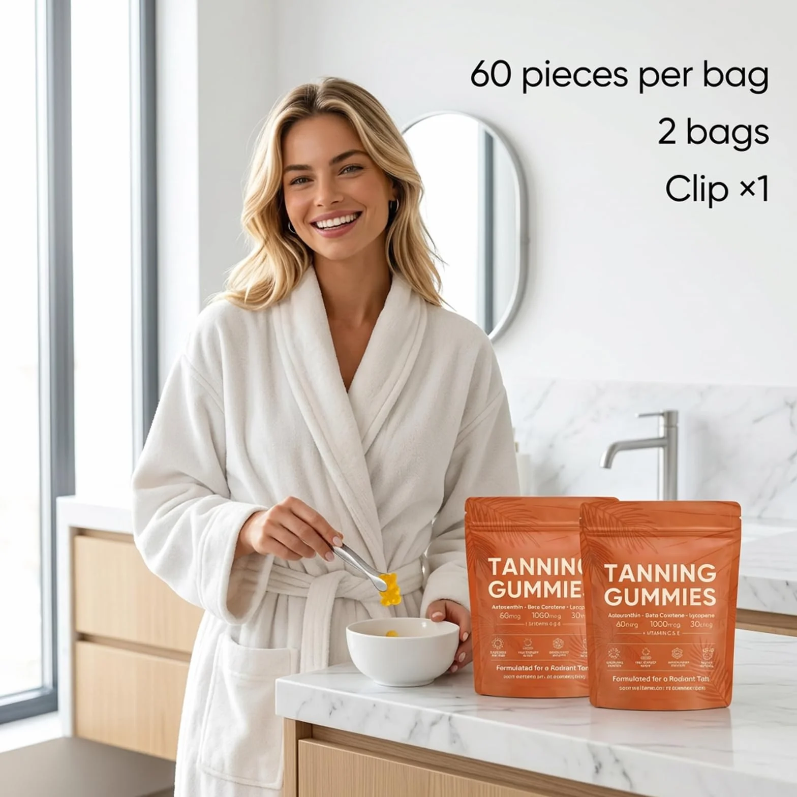 Gummies Autobronzant Gommes Bronzage Peau Lycopène Éclat Hydratation Bronzage Rapide Sans Soleil
