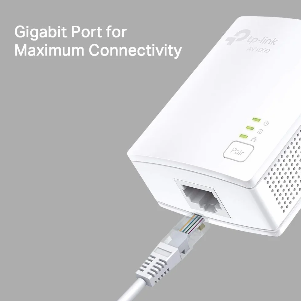 TP-Link 1-Port Gigabit Powerline Starter Kit, Data Transfer Speed Up to 1000 Mbps, Ideal for HD/3D/4K Video Streaming & Online Gaming(for Wired Only), No Configuration Required (TL-PA7017 KIT)