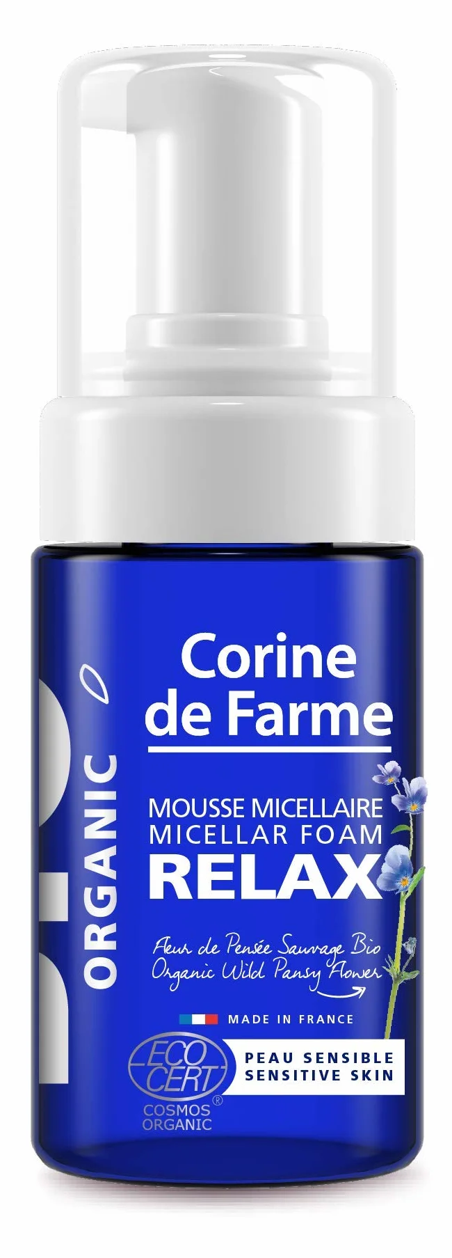Corine de Farme Mousse Micellaire Relax Bio 100ml, Soin Visage Peaux Sensibles, Certifié ECOCERT COSMOS Organic