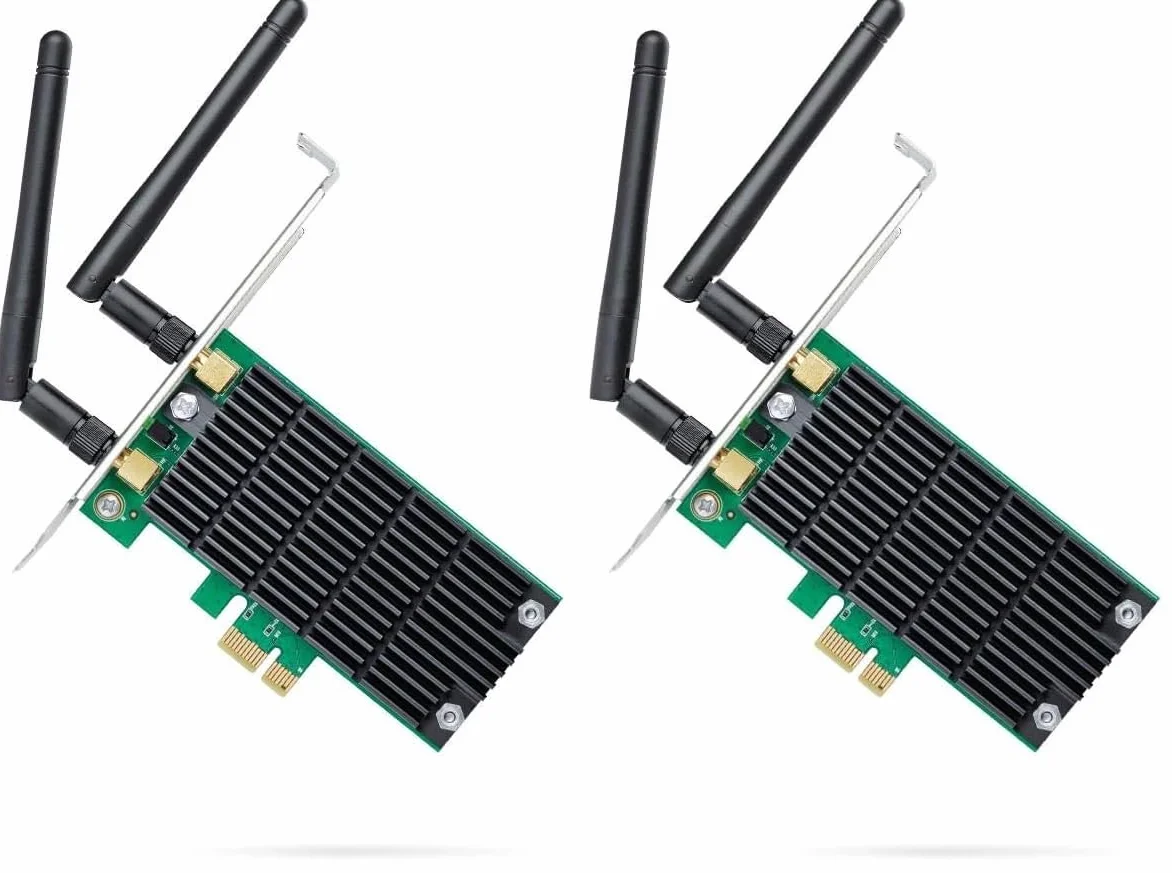 TP-Link Carte WiFi Archer T4E, Carte PCIe AC 1200 Mbps, 5 GHz/2,4 GHz, Antennes détachables, Beamforming, MIMO 2×2, Compatible Windows 11/10/8.1/8/7/XP (Lot de 2)