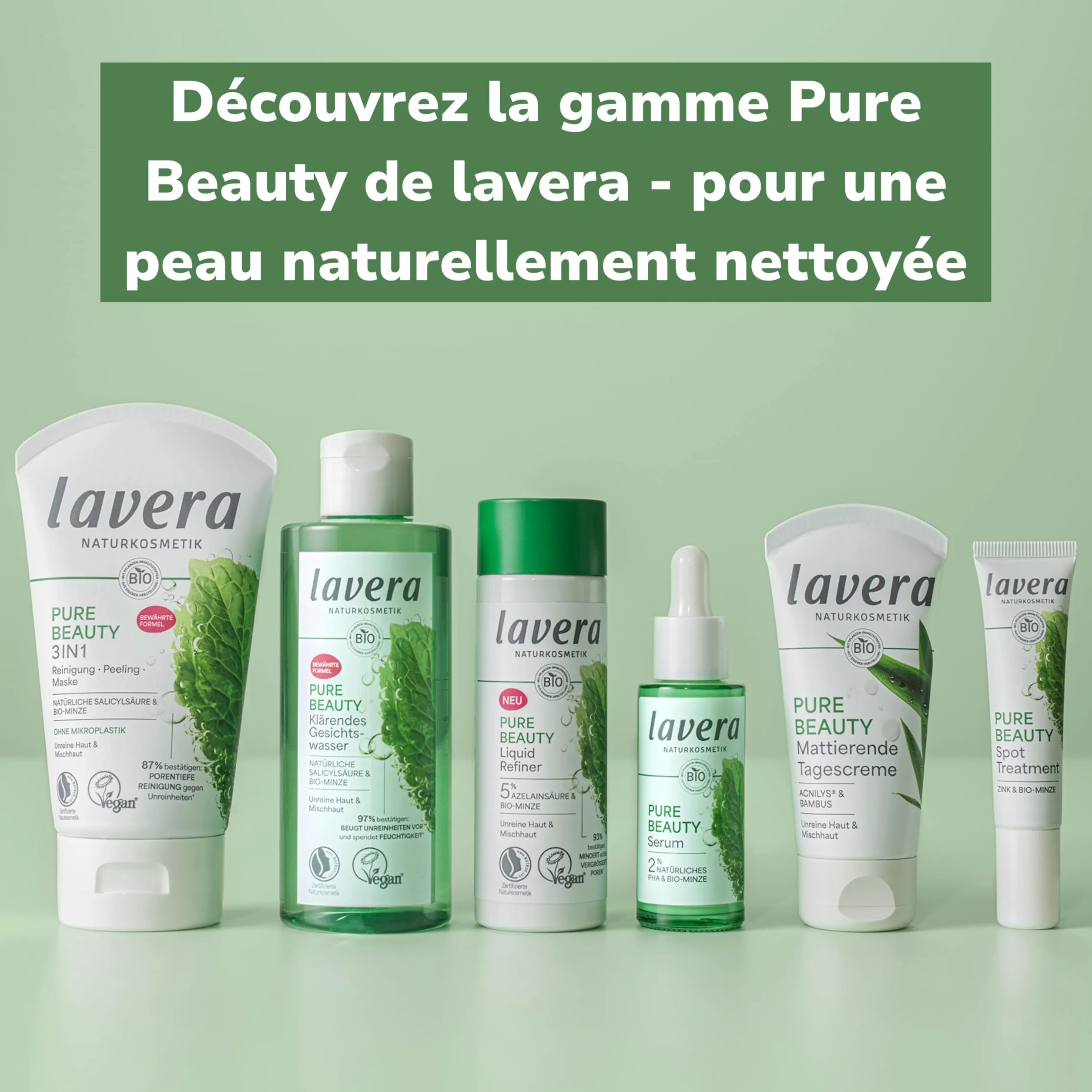 lavera Pure Beauty 3en1 Nettoyant Gommage Masque 125 ml vegan