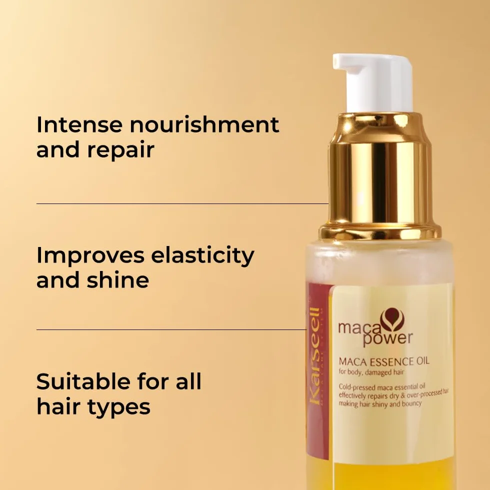 Karseell Collagen Masque Cheveux et Huile Cheveux, Maca Essence Set Réparation Cheveux Secs Abimés, 500ml + 50ml