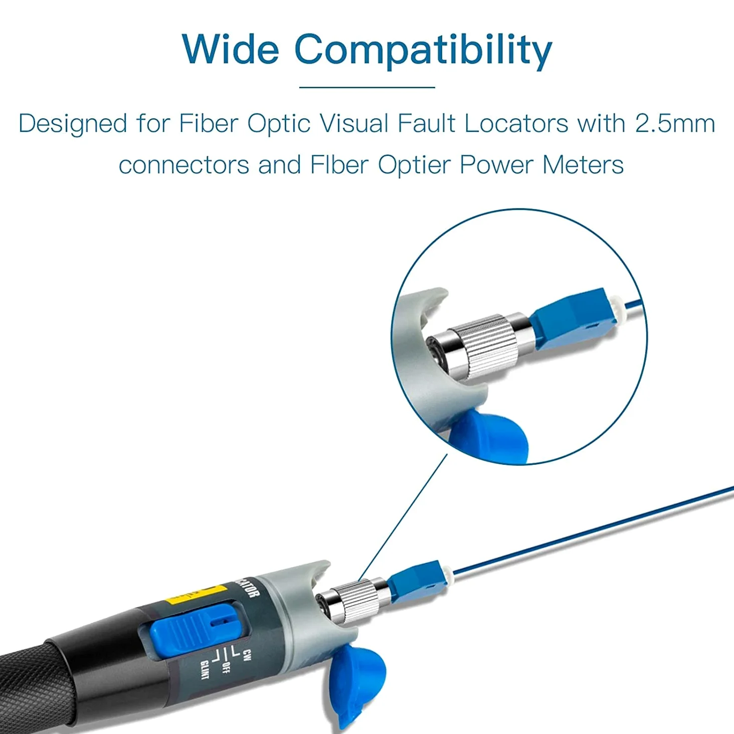 Lot de 20 adaptateurs de fibre optique FC mâle vers LC femelle - Localisateur visuel de défaut de fibre pour testeur de fibre optique monomode 9/125um - Adaptateur optique pour VFL