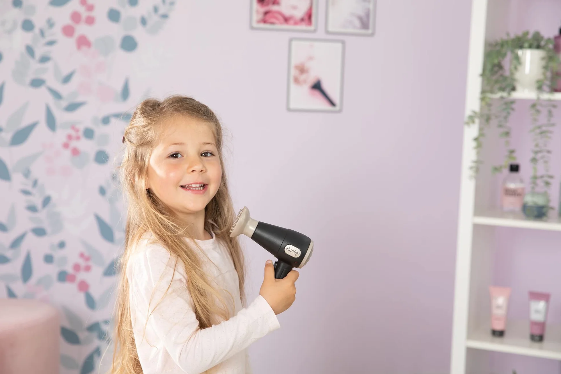 Smoby My Beauty Hair Set Set de Coiffure Enfant Lisseur et Sèche-Cheveux Factices Fonctions Électroniques