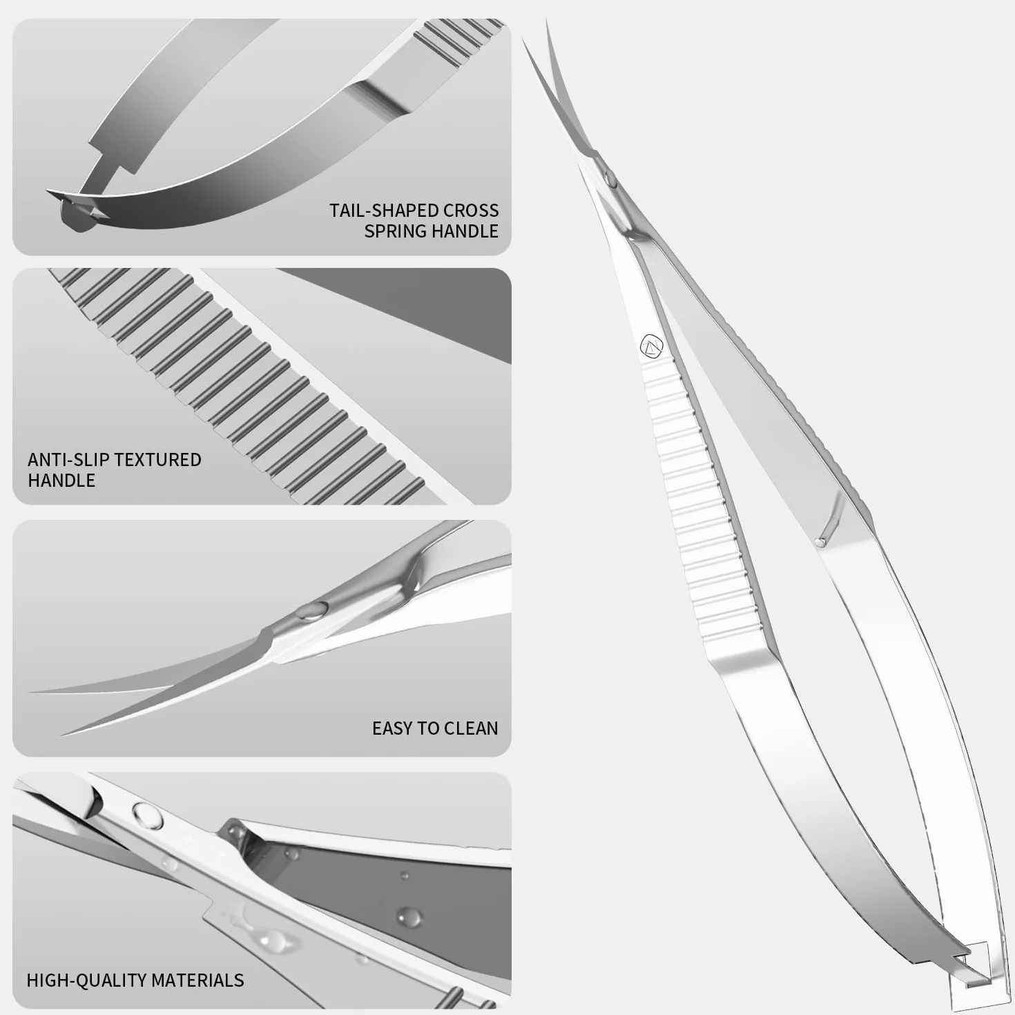 ZIZZON Ciseaux à cuticules Kit de toilettage professionnel pointe fine incurvée