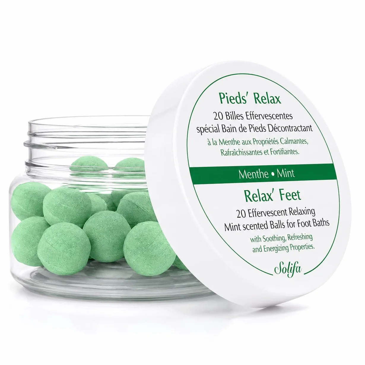 Soin Bain des Pieds PIEDS’RELAX (MENTHE) - 20 Billes Effervescentes aux Huiles Essentielles Calmantes et Rafraichissantes - France
