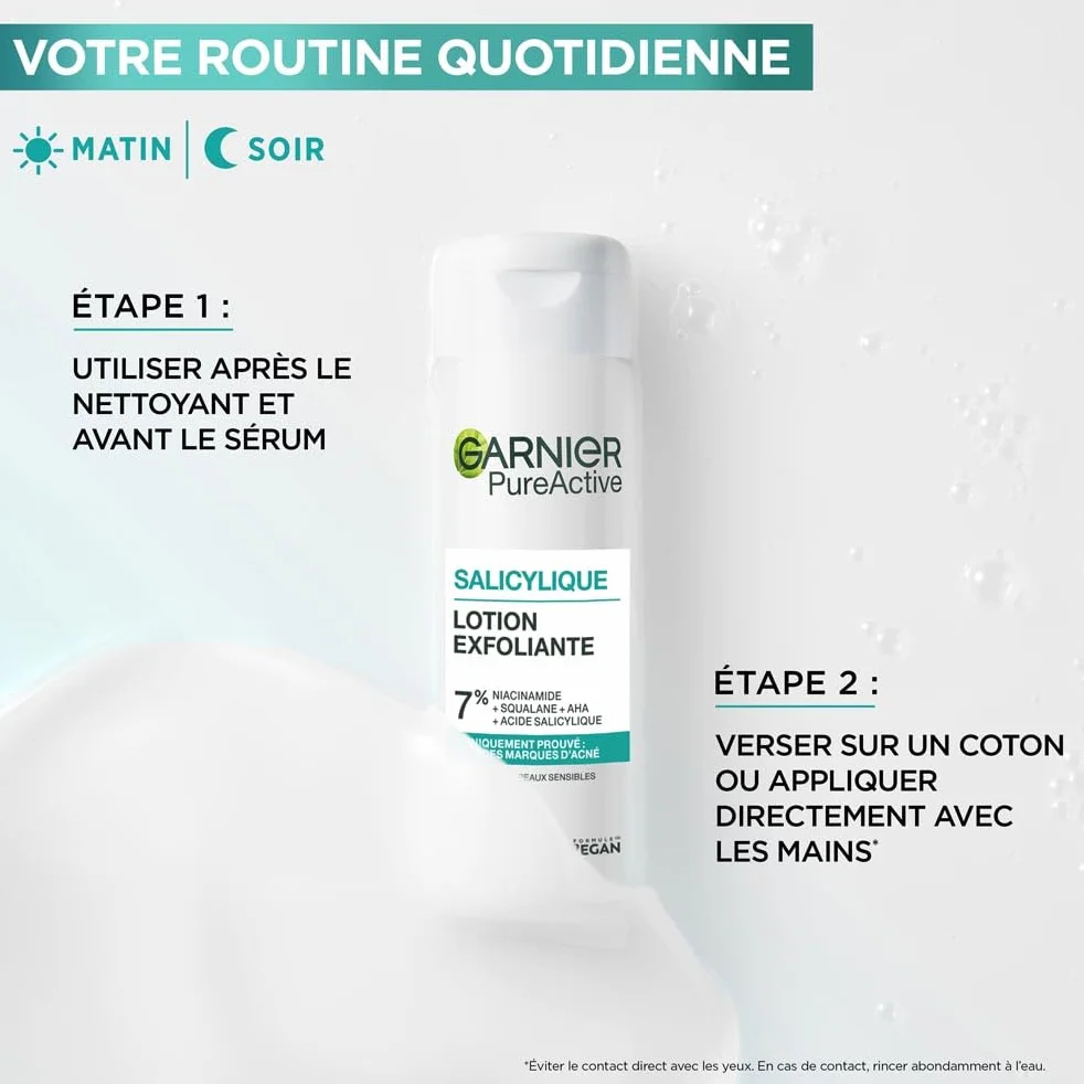 GARNIER Pure Active Soin Exfoliant Visage Niacinamide AHA Acide Salicylique 120 ml