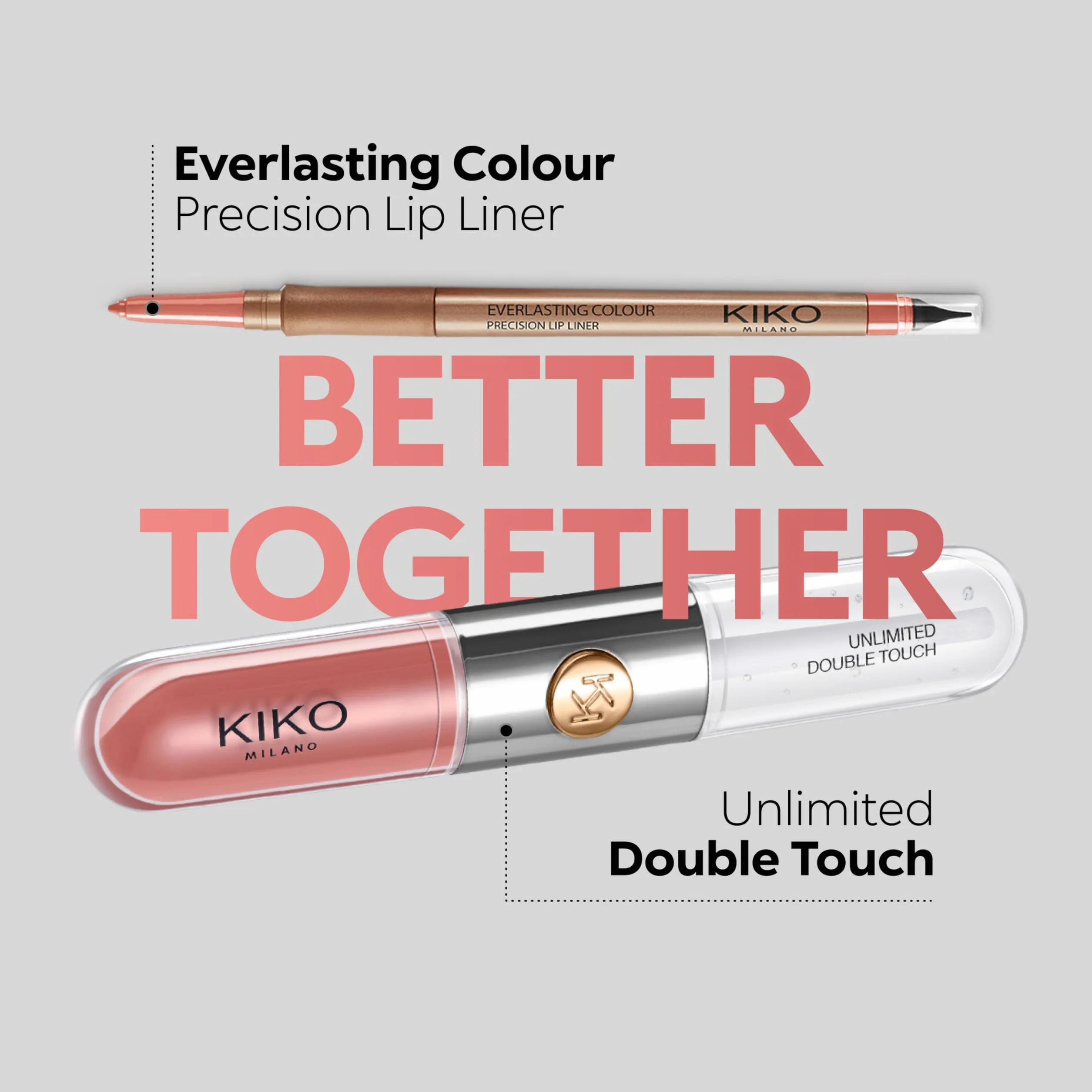 KIKO Milano Unlimited Double Touch 131 Rouge À Lèvres Liquide 2 Étapes Fini Lumineux Tenue 12 Heures Base Colorée Sans Transfert
