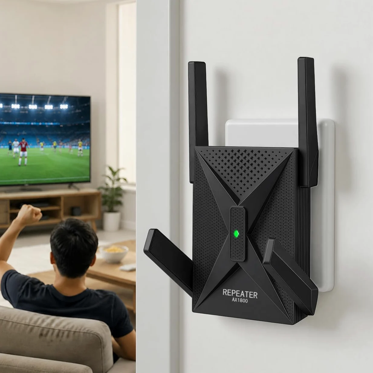 Repeteur WiFi Puissant, 1800Mbps WiFi 6 Repeteur avec Gigabit LAN | Repetiteur WiFi Puissant Sans Fil mur épais, pour maison connectée, loft, bureau, Couverture jus qu'à 800m² et 65 appareils