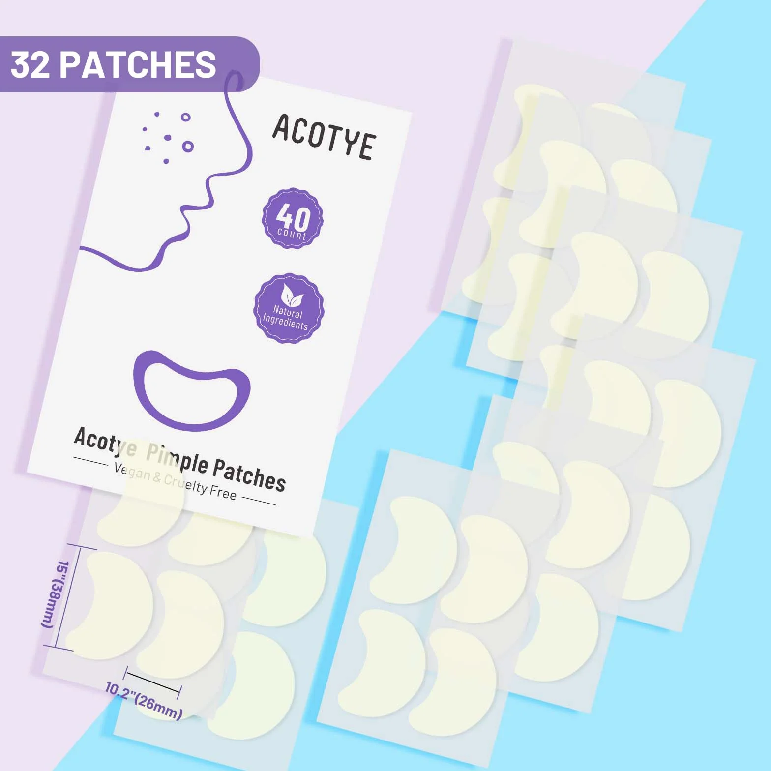 Patchs bouton ACOTYE 32pcs, pimple patch à l'huile d'arbre à thé, acide salicylique et niacinamide