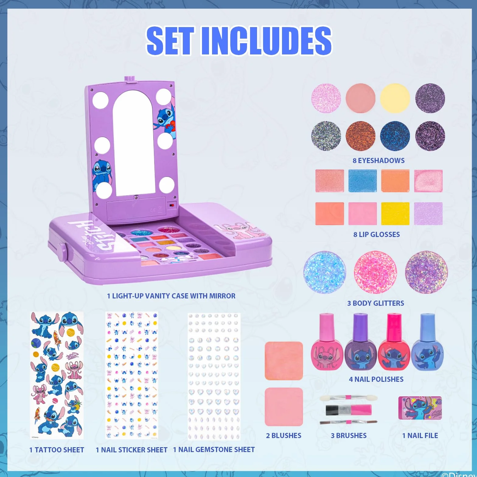 Coffret Maquillage avec Miroir Lumineux Gloss & Vernis