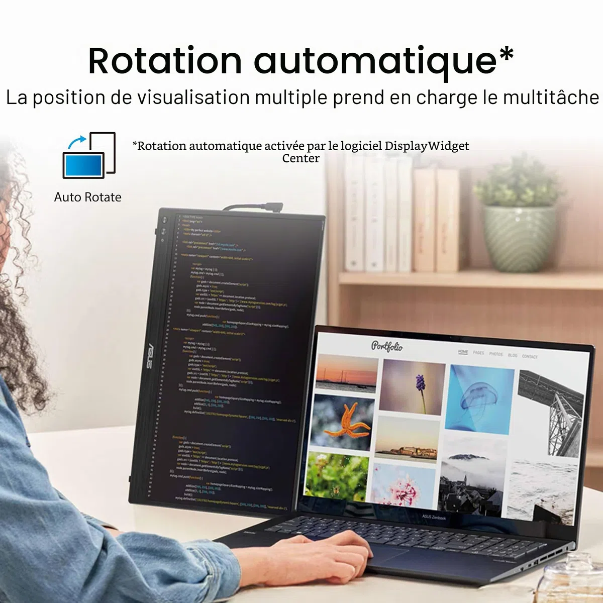ASUS ZenScreen MB16AHVE - Écran portable 16 pouces (diagonale utile de 15,6 pouces), FHD, dalle IPS, alimentation par le câble, rotation automatique, trépied, USB Type-C®, mini-HDMI®, sans scintilleme
