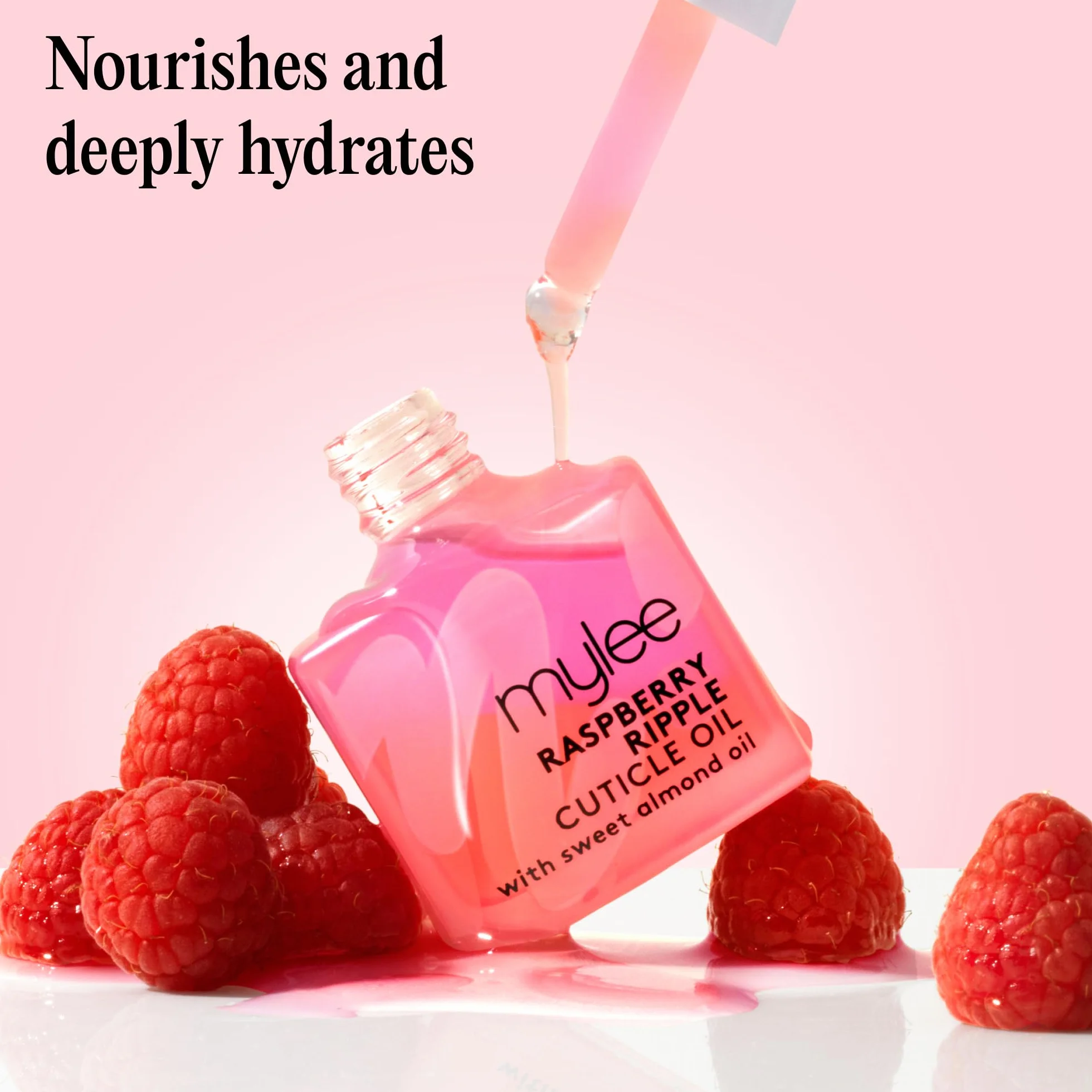 Mylee Huile pour Cuticules Raspberry Ripple 10 ml – Biphasée Nourrissante Hydrate et Répare les Ongles – Végan