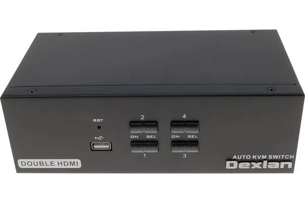 DEXLAN KVM 4 ports double ecran HDMI 4K USB 2 0 cables