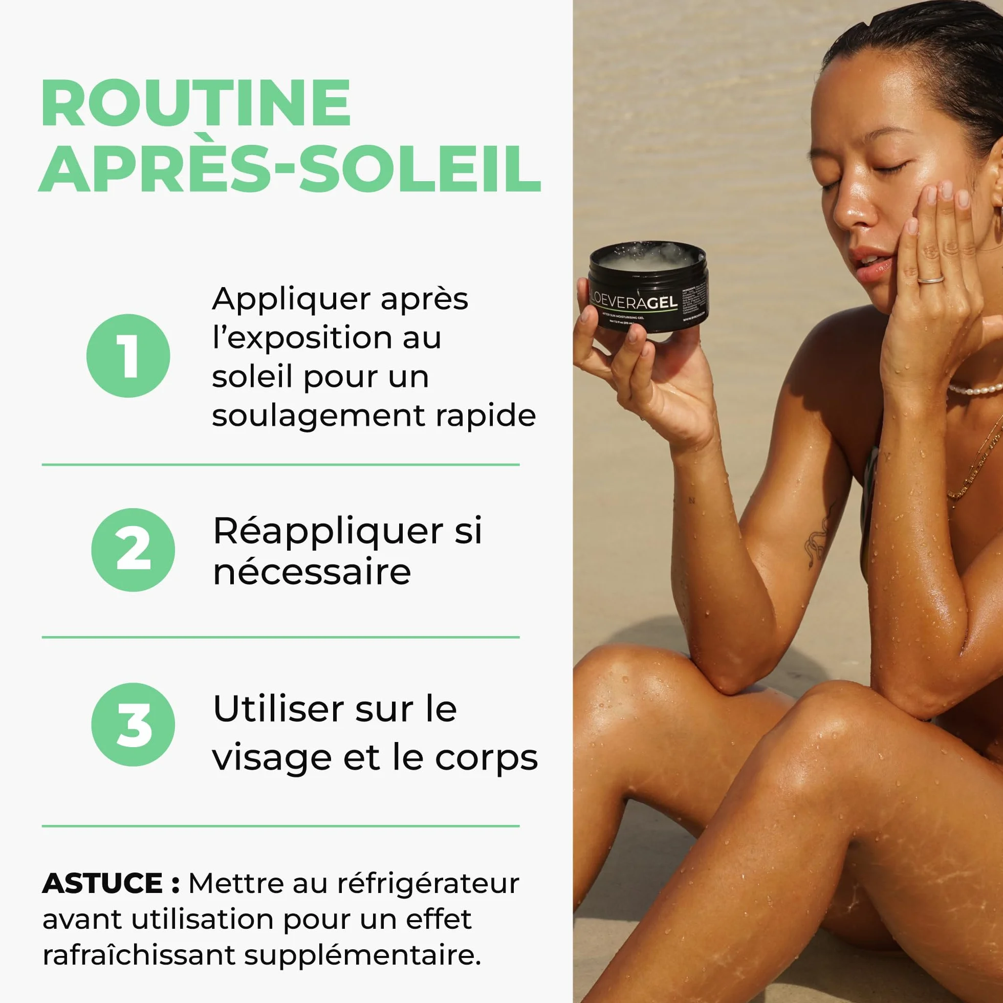 BYROKKO Gel d'aloe vera 215 ml - Gel après-bronzage rafraîchissant - Hydrate intensément, régénère et prévient l'exfoliation - Soin naturel après soleil