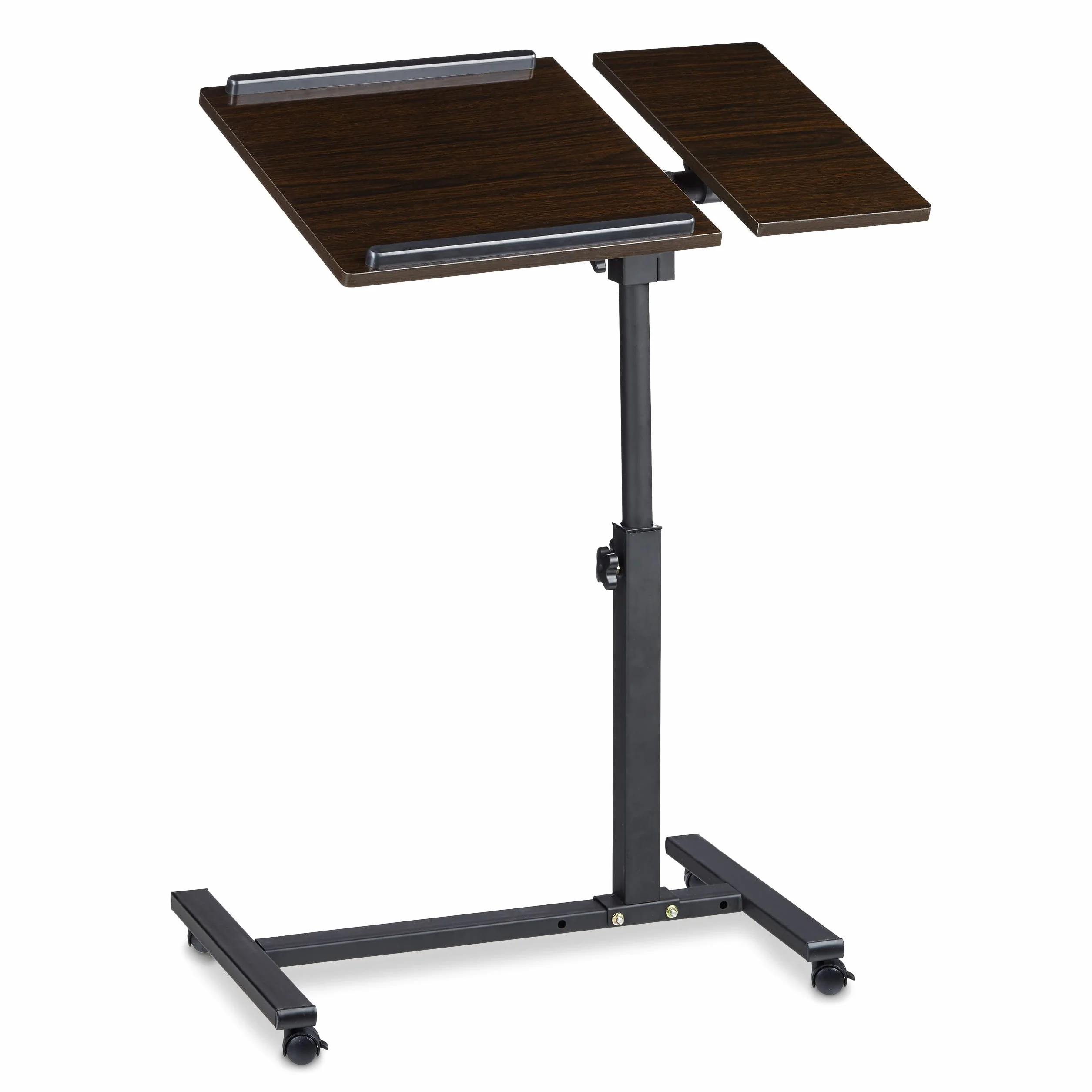 Relaxdays Table Ordinateur Portable Hauteur réglable XL 95 x 60 x 40 cm Bois Support avec 4 roulettes tablettes Noir